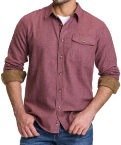 CQR Men's All Cotton Flannel Shirt, Long Sleeve Casual Button Up Plaid Shirt, Brushed Soft Outdoor Shirts Solid Wild Pink XX-Large Tall 10 71bcJzwGwoL