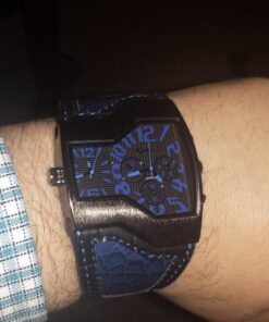 Alternative view of Oulm Men Military Sports Watch Dual Movt Quartz Wristwatch with Leather Band Decorative Sub-dials Blue