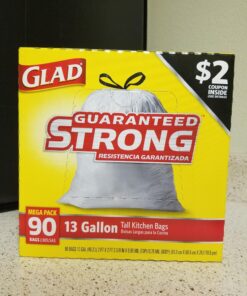 Glad Tall Kitchen Protection Series Drawstring Trash Bags -13 Gallon Grey Trash Bag - 90 Count 90 Count (Pack of 1) 62 71be6AJKzL