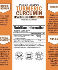 Turmeric Curcumin with Black Pepper Extract 1500mg - High Absorption Ultra Potent Turmeric Supplement with 95% Curcuminoids and BioPerine - Non GMO Turmeric Capsules for Joint Support - 90 Capsules 90 Count (Pack of 1) 23 71bgCWFPG7L