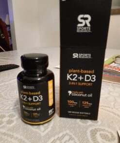Sports Research Vitamin D3 + K2 with 5000iu of Plant-Based D3 & 100mcg of Vitamin K2 as MK-7 - Vegan Certified & Non-GMO Verified - 120 Softgels 120 Count (Pack of 1) 33 71bgc6OmnTL