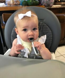 NumNum Baby Spoons Set, Pre-Spoon GOOtensils for Kids Aged 6+ Months - First Stage, Baby Led Weaning (BLW) Teething Spoon - Self Feeding, Silicone Toddler Food Utensils - 2 Spoons, Gray/Green Storm Gray/Glacier Green 41 71bh3slHz0L