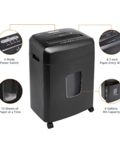 Amazon Basics 15 Sheet - New model Cross Cut Paper and Credit Card CD Shredder With 6 Gallon Bin, Black 41 71bhjFplVBL
