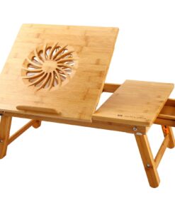 Laptop Desk Nnewvante Adjustable Bed Desk Table Bamboo with USB Fan Foldable Bed Tray w' Drawer 21.6" with Fan 50 71biQWff L
