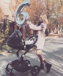 Hot Mom Baby Stroller: Baby Carriage with Adjustable Seat Height Angle and Four-Wheel Shock Absorption,Reversible,High Landscape and Fashional Pram (Black) Black 42 71bil3agDsL