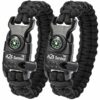 A2S Protection Paracord Bracelet K2-Peak – Survival Bracelets with Embedded Compass Whistle EDC Hiking Gear- Camping Gear Survival Gear Emergency Kit Black / Black 9" 17 71bim1kVmaL