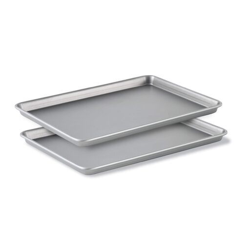 Calphalon Baking Sheets, Nonstick Baking Pans Set for Cookies and Cakes, 12 x 17 in, Set of 2, Silver 2-pc Baking Sheet