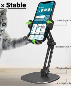 Alternative view of Phone Stand for Desk [No Dropping Stable Triple-Clamp Holder] Adjustable Height 360 Degree Rotation Heavy Base Thick Case Friendly, APPS2Car Multifunctional Cell Phones Stand for iPhone Android Phones