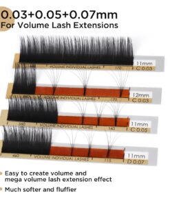 LASHVIEW Russian Volume Lashes 0.03mm Thickness C Curl 8-15mm Mix Tray Faux Individual Eyelash Extension Soft Semi-Permanent Lashes Pure Korean(Professional Salon Use) 0.03-C(8-15mm) 17 71bkgl TkSL