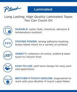 Brother Genuine P-Touch, TZe-231 2 Pack Tape (TZE2312PK) ½”(0.47”) x 26.2 ft. (8m) 2-Pack Laminated P-Touch Tape, Black on White Pack of 2 22 71bkmyOpuML