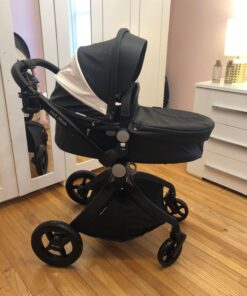 Hot Mom Baby Stroller: Baby Carriage with Adjustable Seat Height Angle and Four-Wheel Shock Absorption,Reversible,High Landscape and Fashional Pram (Black) Black 54 71blklrTFL