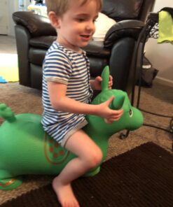 AppleRound Horse Bouncer with Hand Pump, Inflatable Space Hopper, Ride-on Bouncy Animal (Green) Green 32 71bmJnsJDTL