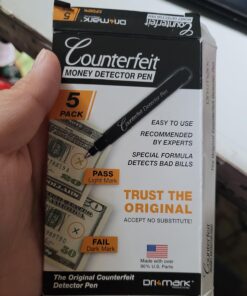 Dri Mark CFD5PK Counterfeit Bill Detector Marker Pen, Made in The USA, 3 Times More Ink, Pocket Size, Fake Money Checker - Money Loss Prevention Tester & Fraud Protection for U.S. Currency (Pack of 5) 5 Pack Pocket Size 18 71bmLREcnsL
