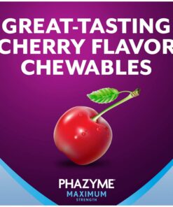 Phazyme Maximum Strength Gas & Acid Relief, Works Fast, Cherry Flavor, 24 Chews (Packaging May Vary) 13 71bn2332JNL