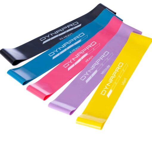 DYNAPRO Resistance Bands- Mini Precision Loop Exercise Bands with 2 Size Options, Perfect for Any Home Fitness Training Program 10 inch Black-Blue-Pink-Purple-Yellow