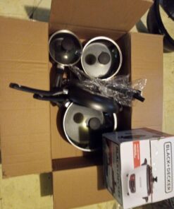 SereneLife Kitchenware Pots & Pans Basic Kitchen Cookware, Black Non-Stick Coating Inside, Heat Resistant Lacquer (11-Piece Set), SLCW11BLK-Black SLCW11BLK- Black 17 71bnXDaHnJL