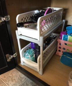 Ideaworks Two-tier Under Sink Sliding Shelf, White, standard, (TV7465) 22 71bo9KOUJmL