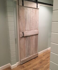 TMS 6.6 FT Country Dark Coffee Steel Sliding Barn Wood Door Hardware Antique 6.6 FT (79") 35 71bq38cge3L