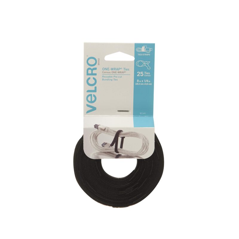 Catalog 5 VELCRO Brand - ONE-WRAP: For Cables, Wires & Cords - 8" x 1/4" Ties, 25 Ct. - Black