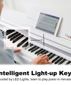 The ONE Digital Piano with Lighted-up Teaching Keys, Piano Keyboard 88 Keys with Hammer Action for Beginner/Professional, Full Size Weighted Keyboard with Piano Stand/3-Pedal Unit/APP, White PLAY 20 71bqJ6zLSjL
