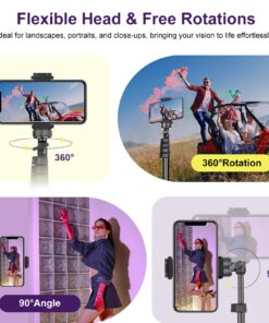 UBeesize Selfie Stick Tripod, 62" Extendable Tripod Stand with Bluetooth Remote for Cell Phones, Heavy Duty Aluminum, Lightweight 41 71bsk9u4 L