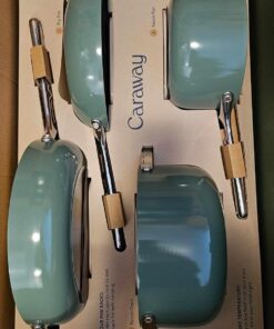 Caraway Nonstick Ceramic Cookware Set (12 Piece) Pots, Pans, Lids and Kitchen Storage - Non Toxic, PTFE & PFOA Free - Oven Safe & Compatible with All Stovetops (Gas, Electric & Induction) - Sage 50 71bstEeEfXL