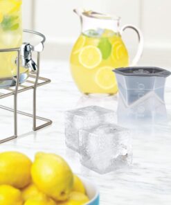 Tovolo Leak-Free, Slow-Melting Colossal 2.25-Inch Cube Silicone Sealed Lid Craft Ice Molds, 2 Pack, Charcoal 16 71bsvTrB0ML