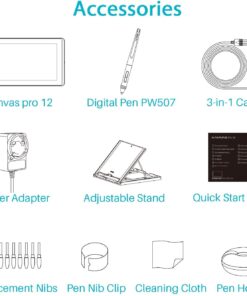 Huion KAMVAS Pro 12 Drawing Tablet with Screen Graphics Drawing Monitor Full-Laminated Pen Display with Battery-Free Pen and Adjustable Stand 8192 Pen Pressure(GT-116) 24 71bt9uQirhL