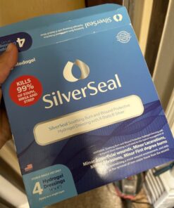 SilverSeal Burn and Wound Dressing | Hydrogel Pads with X-Static Silver | Soothing, Moist & Protective | Burns, Cuts & Wounds | 4 Sterile Dressings 4"x4" Patch (4 Count) 56 71btyAGpwjL