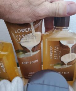 Bath and Body Gift Basket For Women and Men – 9 Piece Set of Vanilla Coconut Home Spa Set, Includes Fragrant Lotions, Extra Large Bath Bombs, Coconut Oil, Luxurious Bath Towel & More 53 71buA0tz7mL