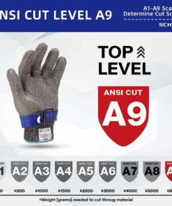 Schwer ANSI A9 Cut Resistant Glove, Stainless Steel Mesh Metal Glove, Food Grade for Kitchen Cooking, Butcher Meat Cutting, Oyster Shucking, Mandoline, Fishing(M, 1 PCS) Medium (Pack of 1) 1.0 Steel Wire 12 71buLcdBg3L