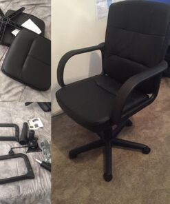 Flash Furniture Rider Mid-Back Black LeatherSoft Swivel Task Office Chair with Arms 32 71buOrTMYaL