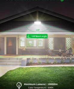 Viugreum 100W LED Flood Light, 8000LM 6000K Daylight White, 500W Halogen Bulb Equivalent, Super Bright Outdoor Work Light IP66 Waterproof Security Light Fixture for Garage, Garden, Lawn, Yard(2 pcs) Cold White 100W 2pcs 13 71bvqoVK4mL