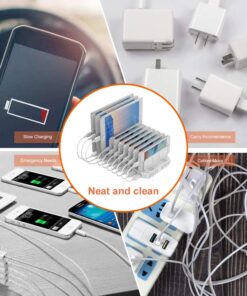 Alxum iPad Charging Station for Multiple Devices, 96W 10 Port Cell Phone Charging Station Organizer,USB Fast Charger Dock Compatible w iPad/iPhone/Android/Kindle/Fire/Kindle Tablet, UL Certified,White 50 71bwR791kLL
