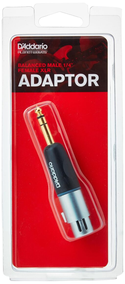 D'Addario Accessories PW-P047AA ¼” Male Balanced to XLR Female Adapter – Adapt a Balanced Signal from XLR to ¼” TRS or Vice Versa – Premium Quality Components for Maximum Power and Signal Transfer Black