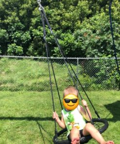 Sorbus Saucer Tree Swing- Kids Outdoor Disc Round Swing - 24" Heavy Duty 220lbs Seat- Easy Install Flying Saucer Web Circle Swing- Perfect for Gift,Playground, Birthday, Xmas, IndoorOutdoor Tire Swing Net Seat 24 inch 24 71byp1bXjQL