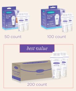 Lansinoh Breastmilk Storage Bags, 200 Count Value Pack, Easy to Use Milk Storage Bags for Breastfeeding, Presterilized, Hygienically Doubled-Sealed, for Refrigeration and Freezing, 6 Ounce 200.0 23 71c PaJLKGL