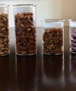 ZENS Airtight Glass Jar Container,15 Fluid Ounce Clear Glass Canister with Lid, Food Storage Jars for Kitchen Spice or Loose Tea,450ml 02-15oz*1 44 71c1Bc8o4L