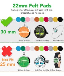 Maromalife 48PCS 22mm Replacement Refill Pads for 30mm Essential Oil Diffuser Necklace, Felt Pads for Aromatherapy Necklace Pendant Diffuser Bracelet Car Diffuser Vent Clip with 12 Colors, 0.87 Inch 10 71c2MjXZu4L
