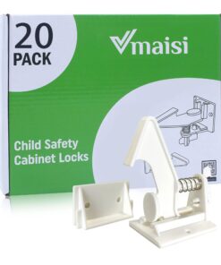 20 Pack Cabinet Locks Child Safety Latches - Vmaisi Baby Proofing Cabinets Drawers Lock - Upgraded Stronger Adhesive Easy Installation - No Drilling Standard 20.0 22 71c2T4vw72L
