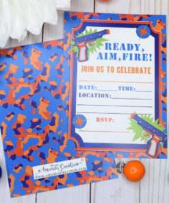 Dart Gun Birthday Party Invitations, 20 5"x7" Fill In Cards with Twenty White Envelopes by AmandaCreation 15 71c2u9YVsgL