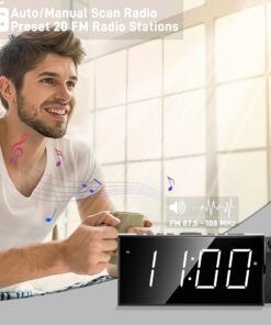 Projection Digital Alarm Clock for Ceiling,Wall,Bedroom - FM Radio,7” Large Number & 5 Dimmers,350°Projector,USB Charger,Sleep Timer,Plug in & Battery Backup,Loud Dual Alarm Clock for Heavy Sleepers White Display Number,red Projection Number 26 71c30wVj zL