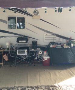 Camco Olympian Deluxe Portable Grill Table | Provides Plenty of Room for Grilling Gear | Ideal for Picnics, Camping, Boating, Tailgating, and Backyard BBQs | (57293) Silver Camping Grill Table 56 71c3BoD1ilL