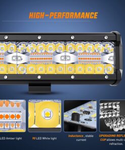 Nilight 26Inch 540W LED Light Bar Spot Flood Amber White Strobe 6 Modes with Memory Function Off-Road Truck Car ATV SUV Cabin Boat with 16AWG Wiring Harness Kit-1 Lead, 2 Years Warranty Amber&White 6 Modes 16 71c3rojiVzL