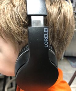 LORELEI X6 Over-Ear Headphones with Microphone, Lightweight Foldable & Portable Stereo Bass Headphones with 1.45M No-Tangle, Wired Headphones for Smartphone Tablet MP3 / 4 (Space Black) Space Black 27 71c3vpleLVL