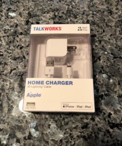 TALK WORKS USB Cable Compatible w/ iPhone 14/14 Plus/14 Pro/14 Pro Max, 13/Mini/Pro/Pro Max, 12/Mini/Pro/ProMax, Phone, AirPods, iPad - 5' Lightning Cable Wall Charger Adapter - MFI Certified (White) Cable + Charger White 27 71c69b4qF L