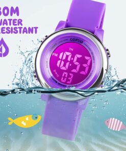 cofuo Kids Digital Sport Waterproof Watch for Girls Boys, Kid Sports Outdoor LED Electrical Watches with Luminous Alarm Stopwatch Child Wristwatch Purple 20 71c6QEWudVS