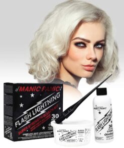 MANIC PANIC Flash Lightning Hair Bleach Kit - 30 Volume Developer + Bleach Powder for Hair Lightening + Lifting up to Five Levels - Vegan And Cruelty Free Orginal 44 71c7m VANGS