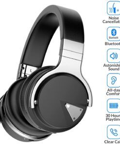 Alternative view of Silensys E7 Active Noise Cancelling Headphones Bluetooth Headphones with Microphone Deep Bass Wireless Headphones Over Ear, Comfortable Protein Earpads, 30 Hours Playtime for Travel/Work, Black