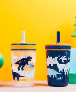 Zak Designs Kelso Toddler Cups For Travel or At Home, 15oz 2-Pack Durable Plastic Sippy Cups With Leak-Proof Design is Perfect For Kids (DinoRoar, Zaksaurus) DinoRoar & Zaksaurus 21 71c8GlpCyIL